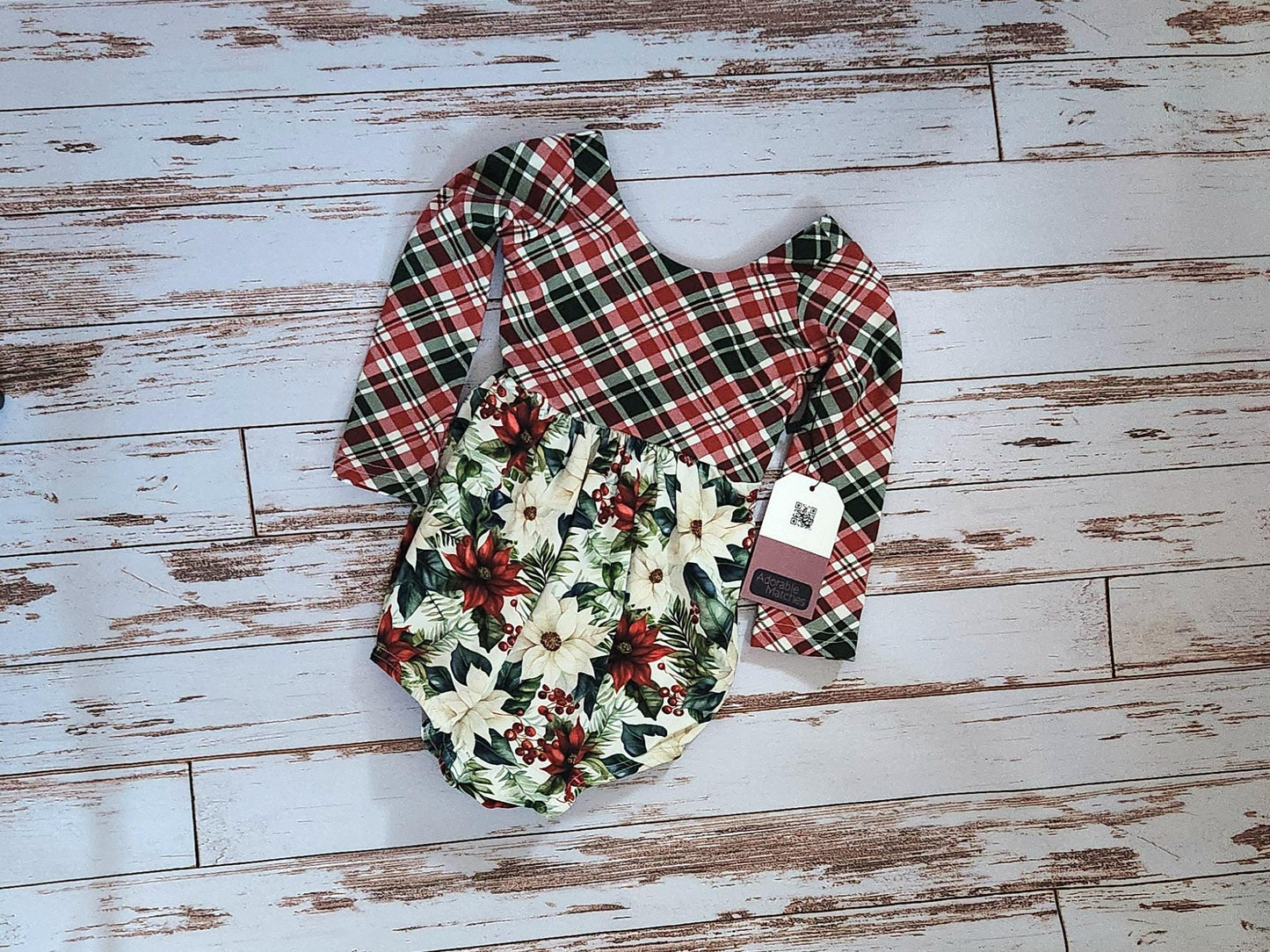 Christmas Floral Bubble Romper: Baby Girl Holiday Outfit