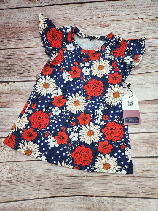 Floral Fourth of July Swing Dress: Patriotic Toddler Clothes