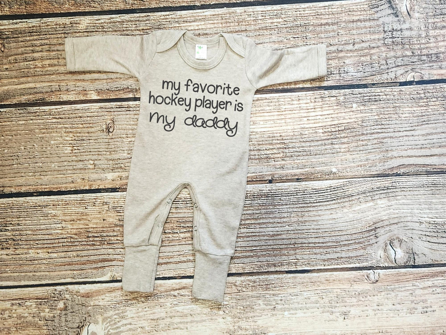 Hockey Baby Outfit: "My Favorite Hockey Player is Daddy" Sleeper Set