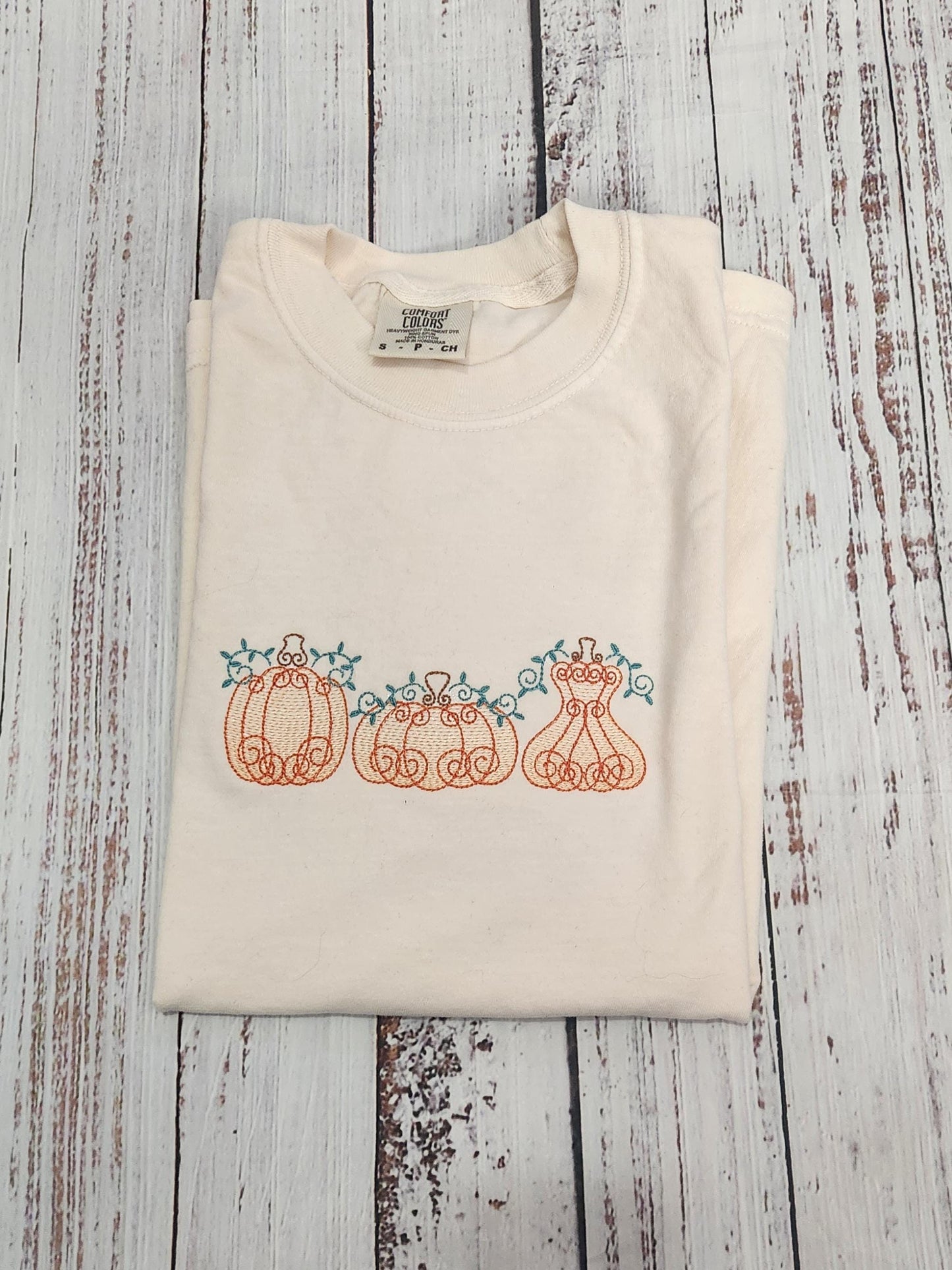 Embroidered Pumpkin Shirt: Trendy Fall Crewneck, Autumn Outfit