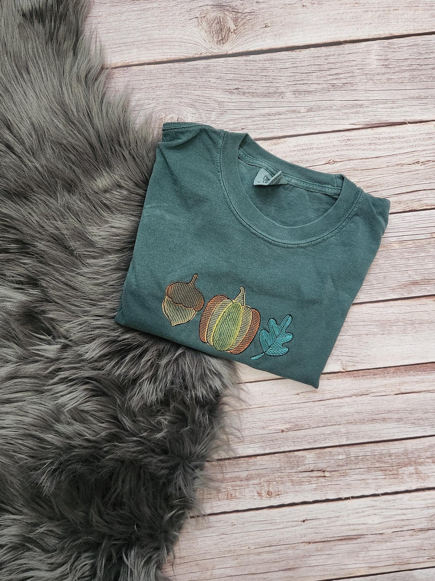 Embroidered Fall Crewneck: Comfort Colors Thanksgiving Shirt