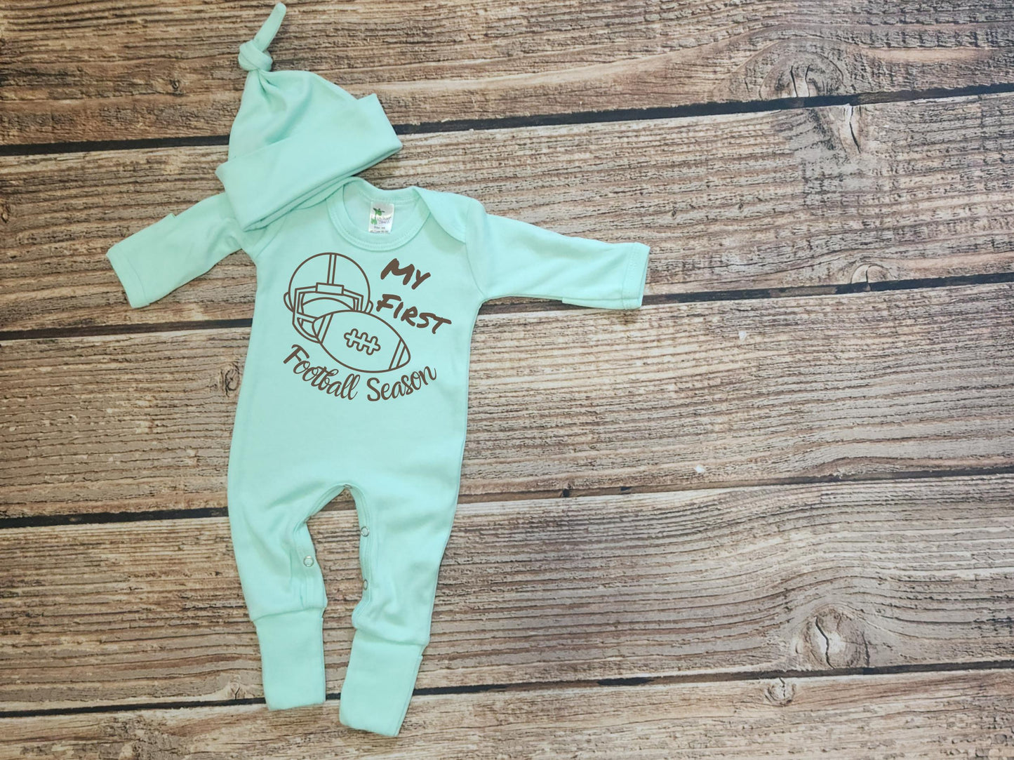 My First Football Season Outfit: Baby Bodysuit & Hat Set
