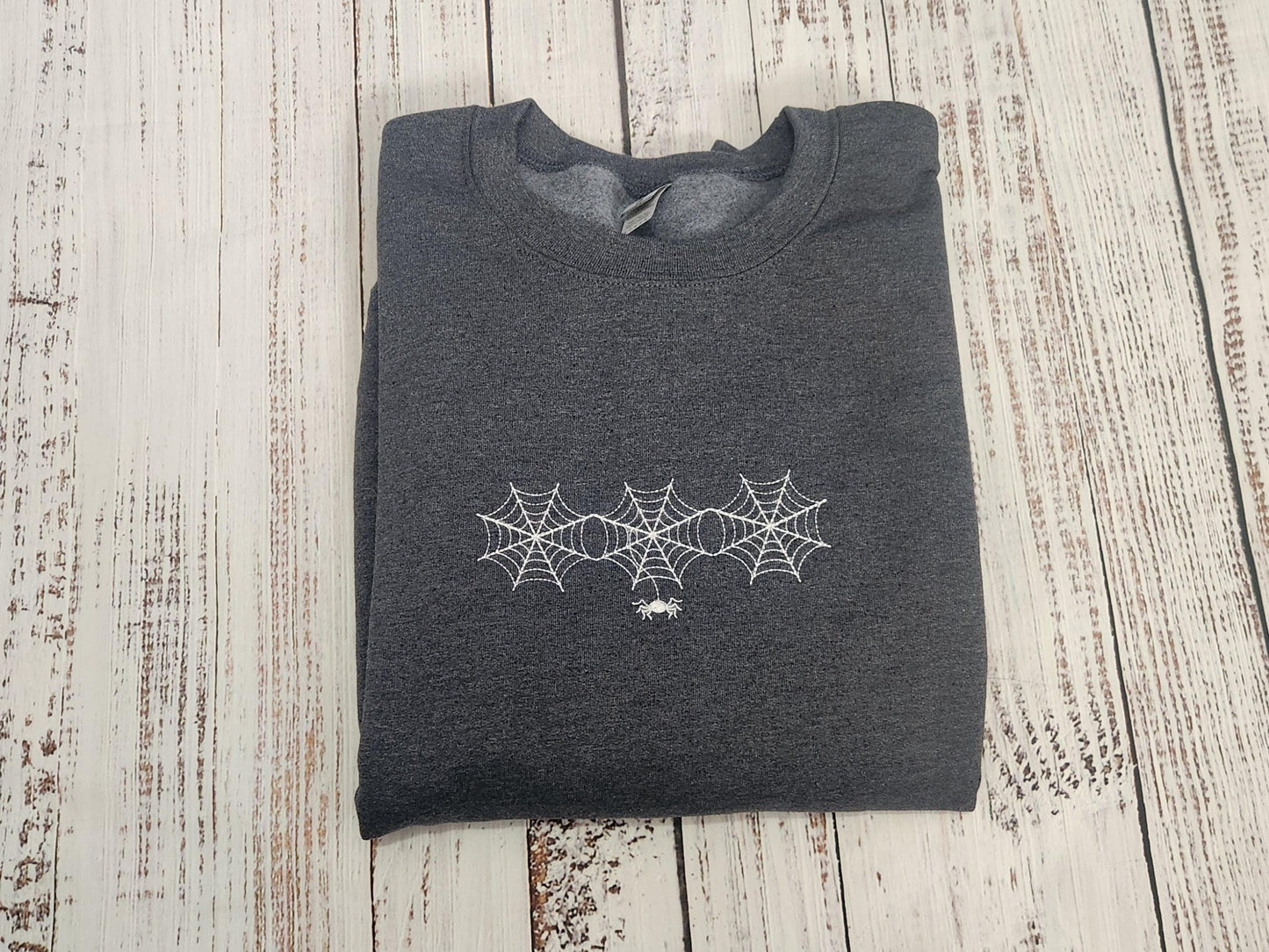 Embroidered Spiderweb Halloween Sweatshirt: Spooky Season Shirt