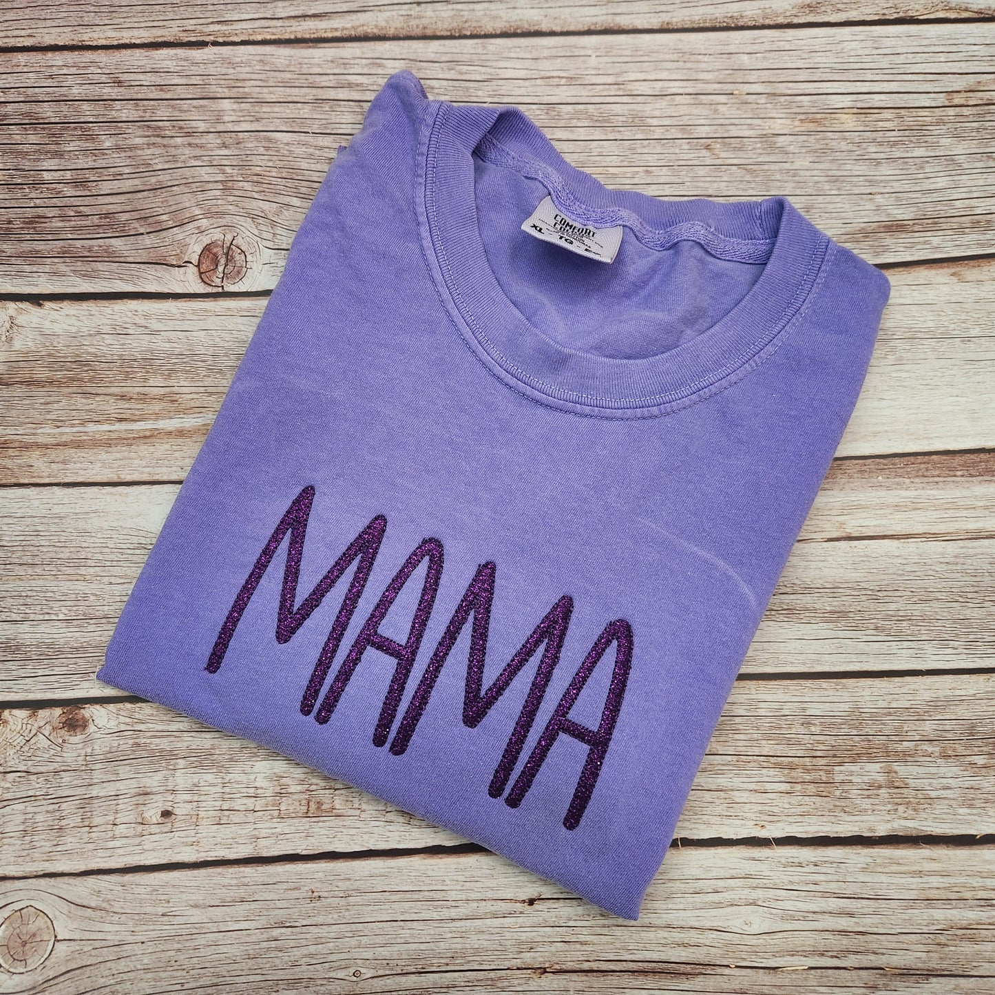 Custom Embroidered Mama Shirt - Comfort Colors Periwinkle Top