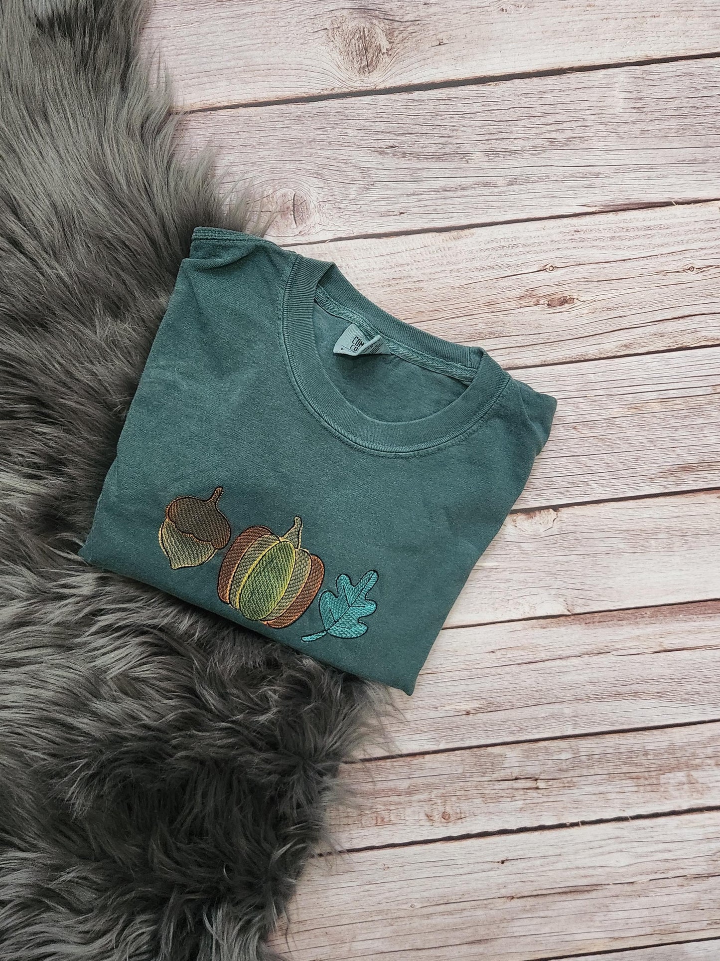 Embroidered Fall Crewneck: Comfort Colors Thanksgiving Shirt