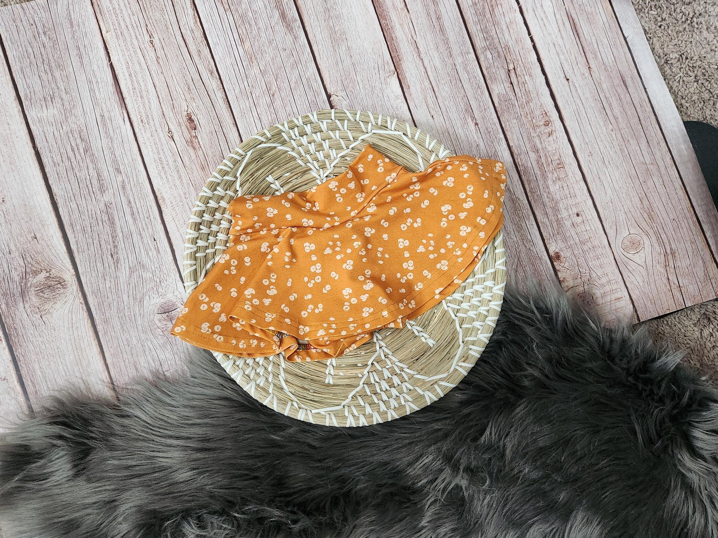 Baby Girl Fall Bummies Outfit: Cotton Skirted Bumm and Bow Set