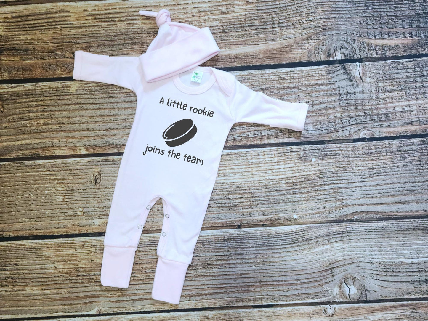 Newborn Hockey Outfit: Baby Announcement Sleeper Romper