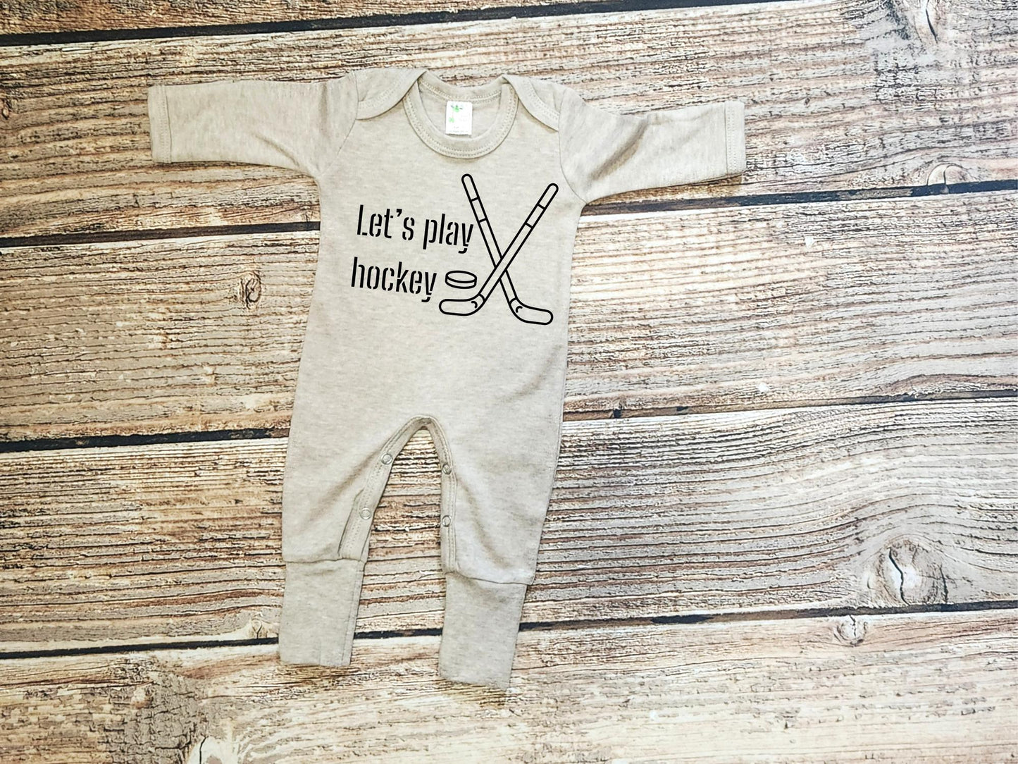 lets play hockey infant sleeper set, daddys hockey buddy sleeper, game day baby clothes, hockey baby set, newborn baby set, new baby gift