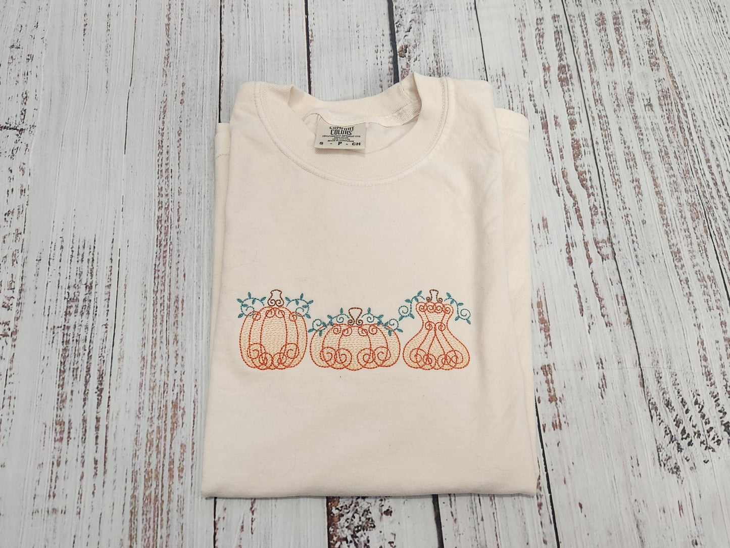 Embroidered Pumpkin Shirt: Trendy Fall Crewneck, Autumn Outfit