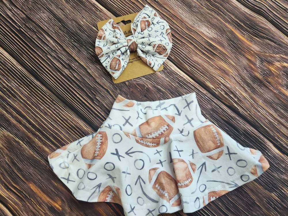 Baby Girl Football Outfit: "Football Cutie" Shirt & Skirted Bummies