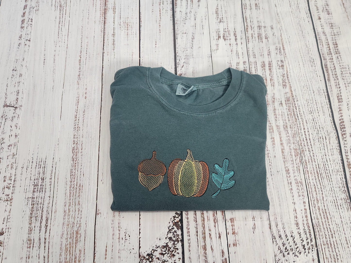 Embroidered Fall Crewneck: Comfort Colors Thanksgiving Shirt