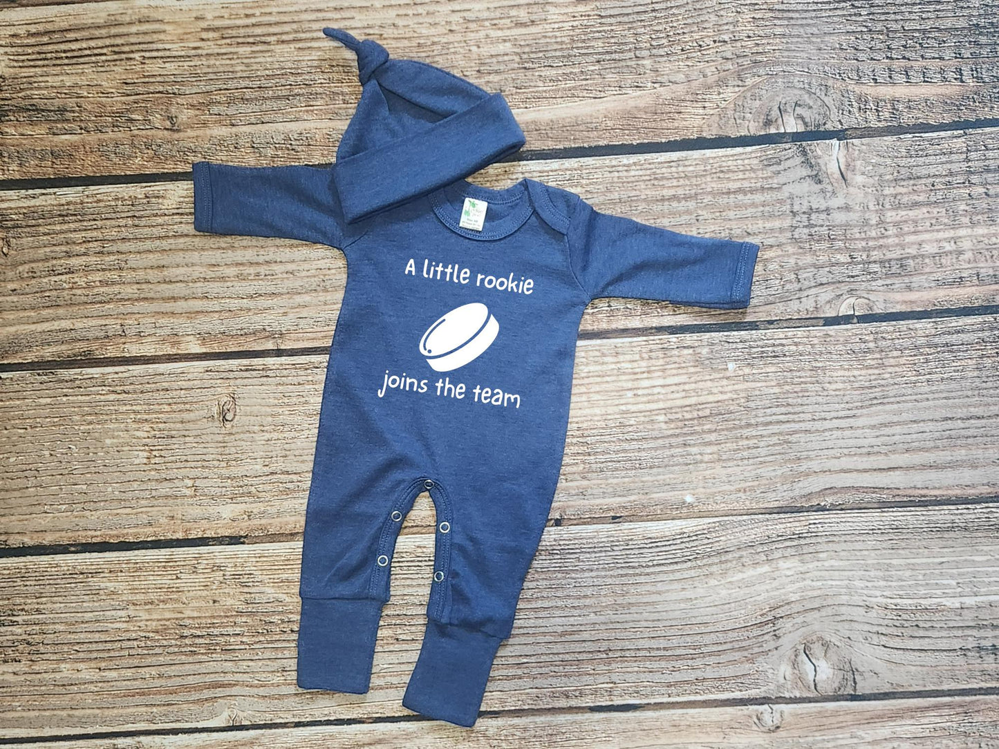 Newborn Hockey Outfit: Baby Announcement Sleeper Romper