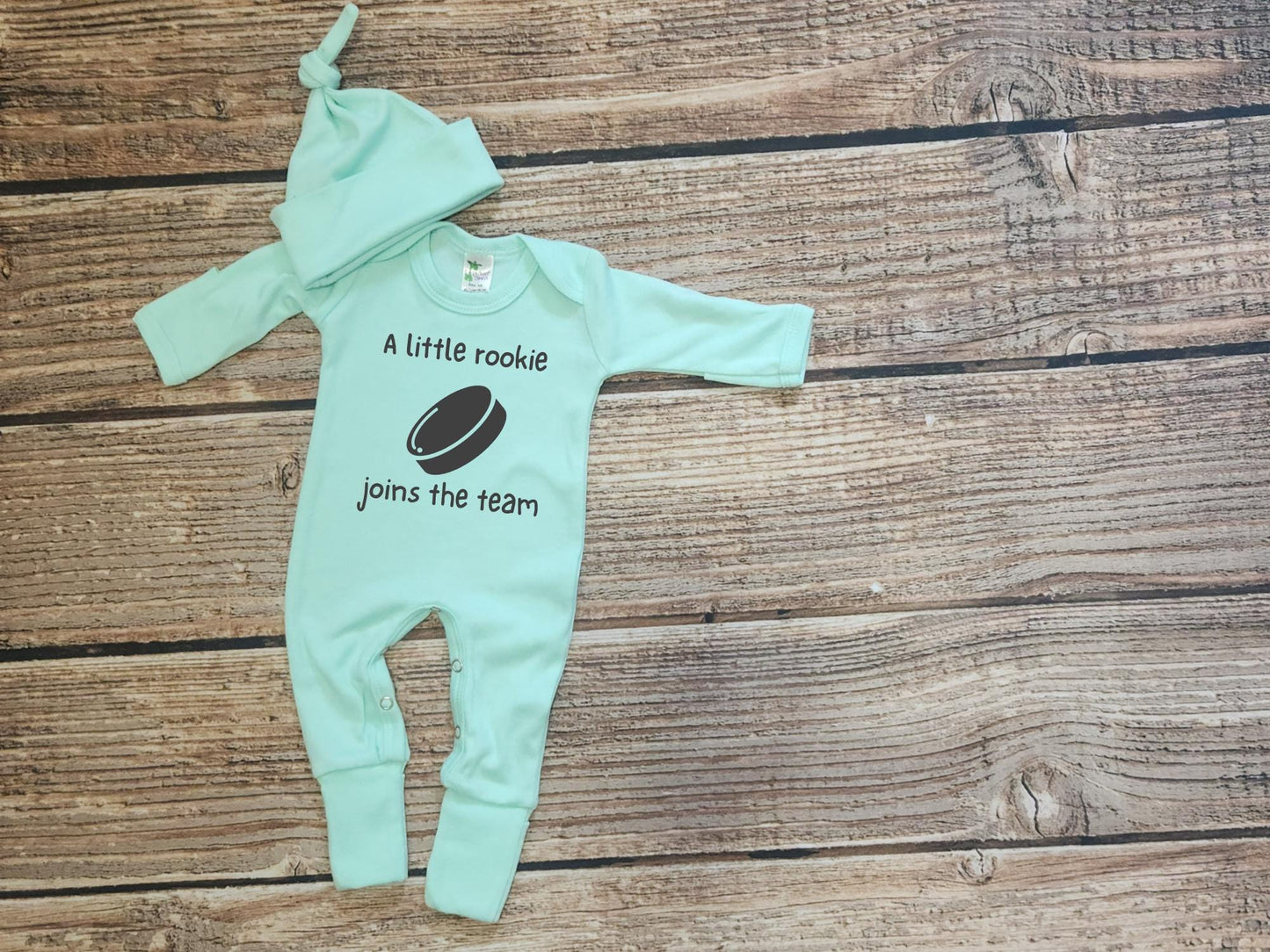 Newborn Hockey Outfit: Baby Announcement Sleeper Romper