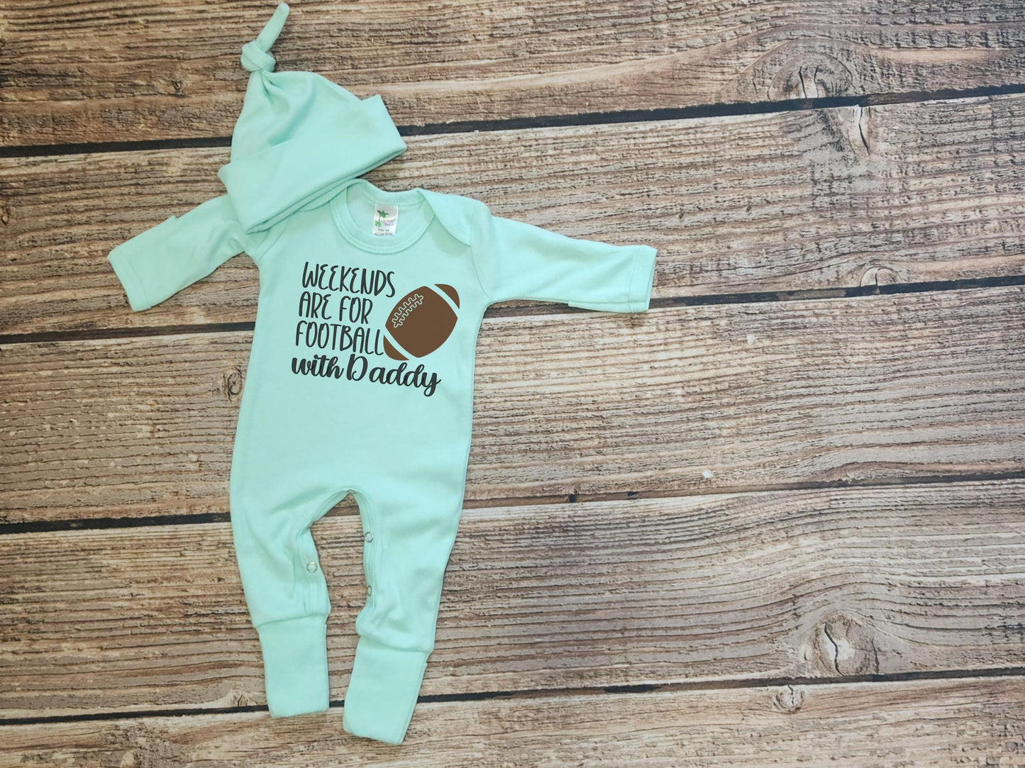 Football Romper Set: 'Weekends are for Football with Daddy' - Newborn Outfit