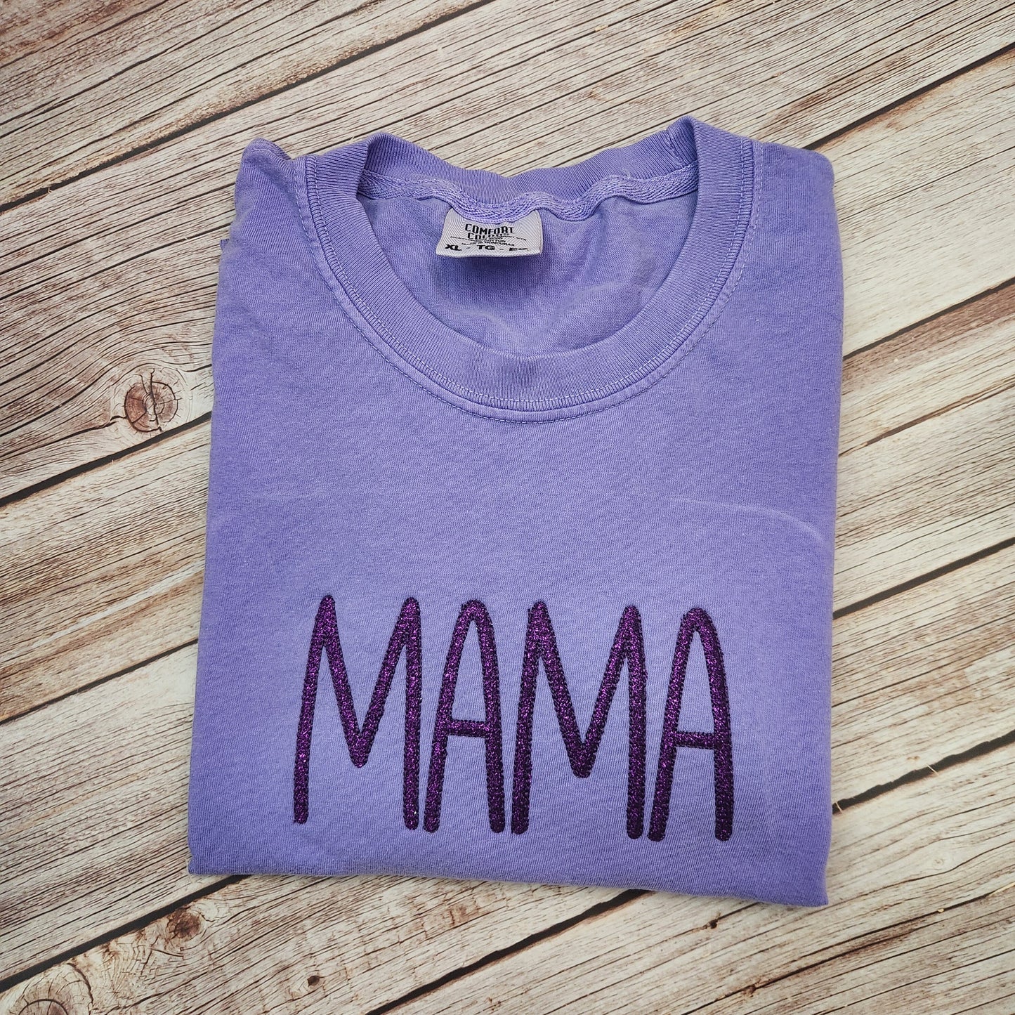 Custom Embroidered Mama Shirt - Comfort Colors Periwinkle Top