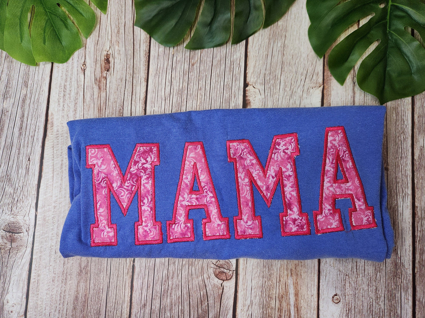 Embroidered MAMA Shirt: Comfort Colors Periwinkle Top