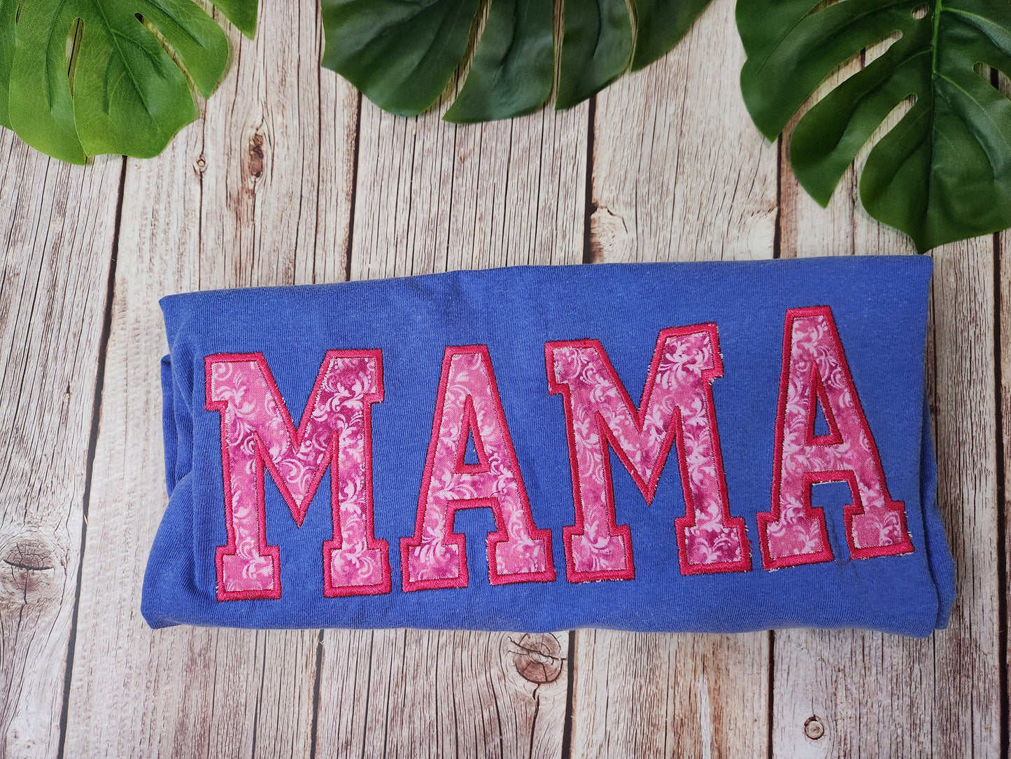 Embroidered MAMA Shirt: Comfort Colors Periwinkle Top