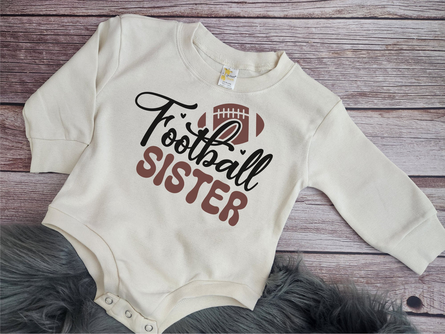 Football Sister Baby Romper: Game Day Outfit