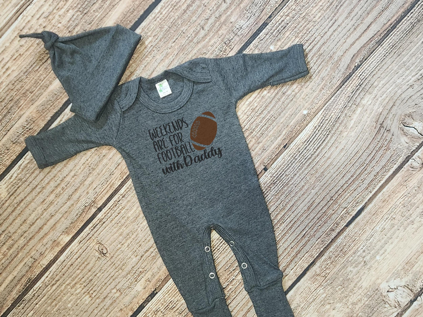 Football Romper Set: 'Weekends are for Football with Daddy' - Newborn Outfit