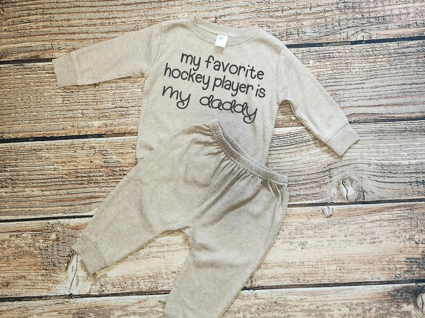Hockey Baby Outfit: "My Favorite Hockey Player is Daddy" Jogger Set