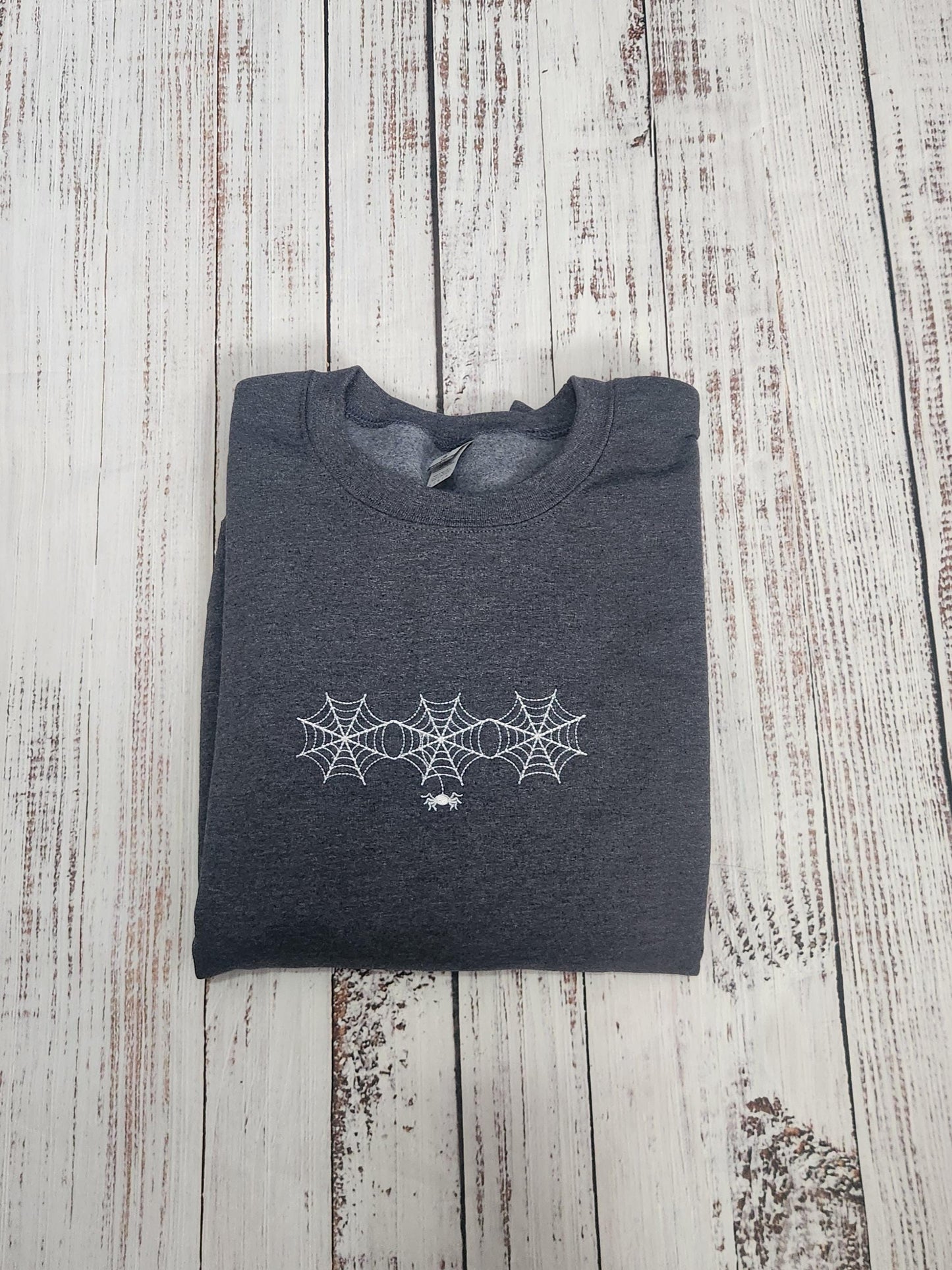 Embroidered Spiderweb Halloween Sweatshirt: Spooky Season Shirt