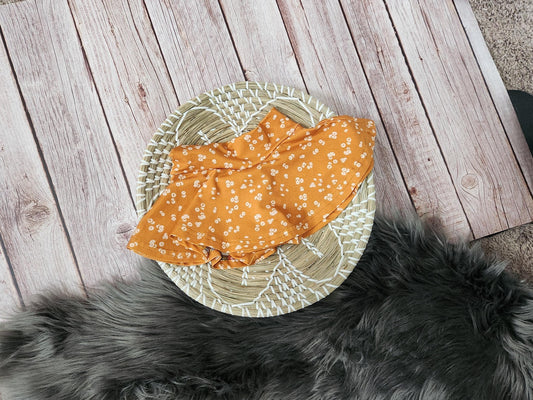 Baby Girl Fall Bummies Outfit: Cotton Skirted Bumm and Bow Set